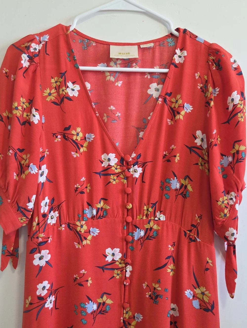 Maeve Eudora Red Floral Dress with Tie Detail - Picture 5 of 7